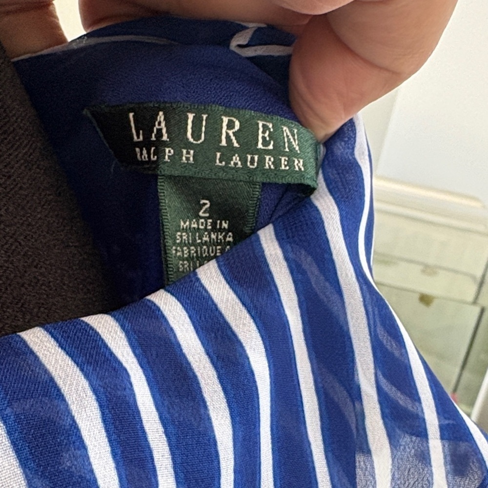 Lauren Ralph Lauren Striped Asymmetrical Dress in Blue and White - Picture 2 of 9